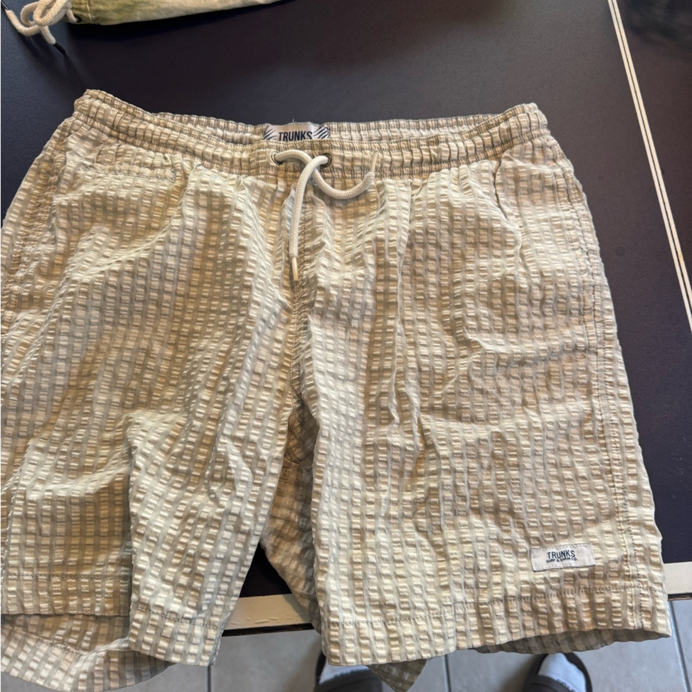 Trunks Surf & Swim Co. Beige Striped Swim Shorts